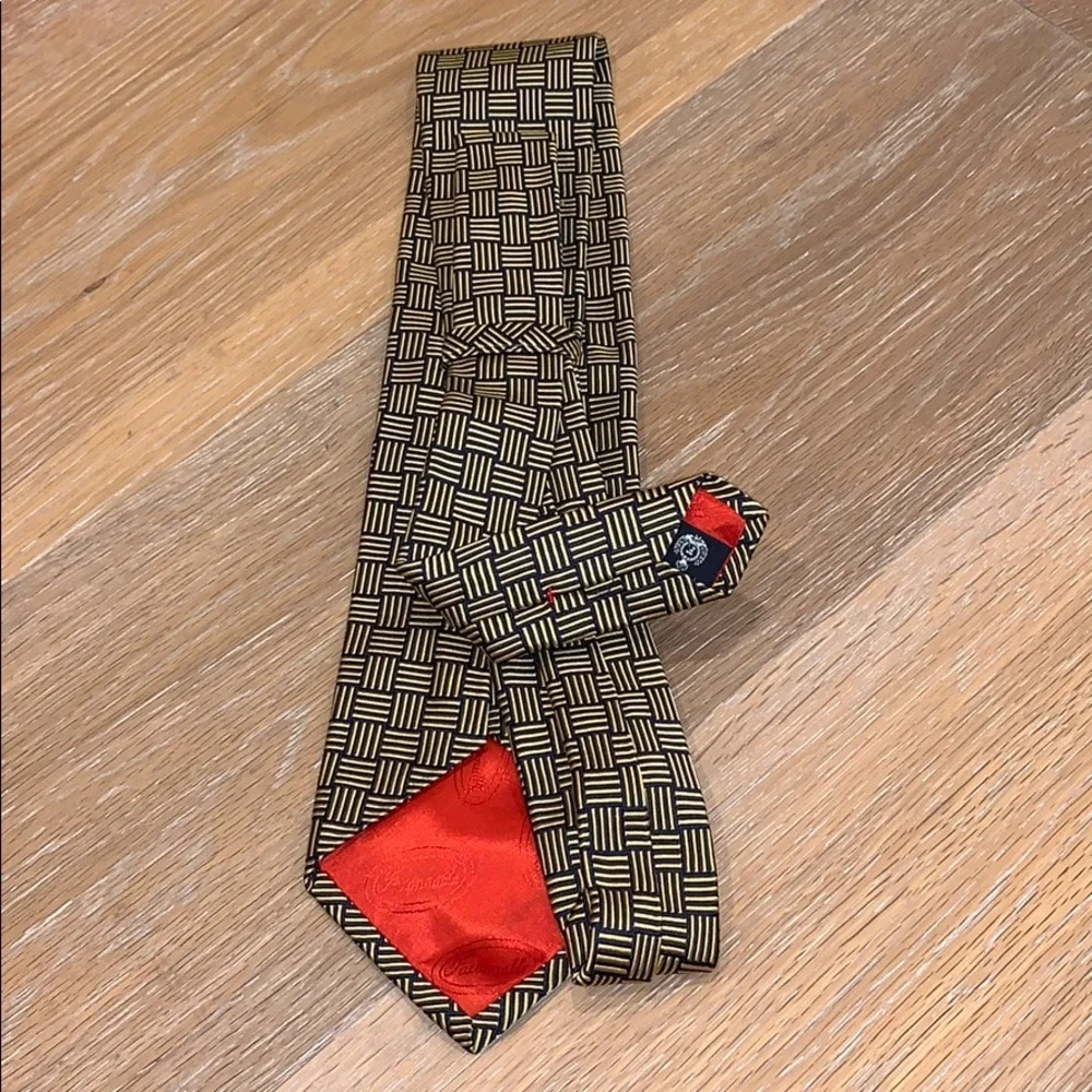 Faconnable silk tie black and gold